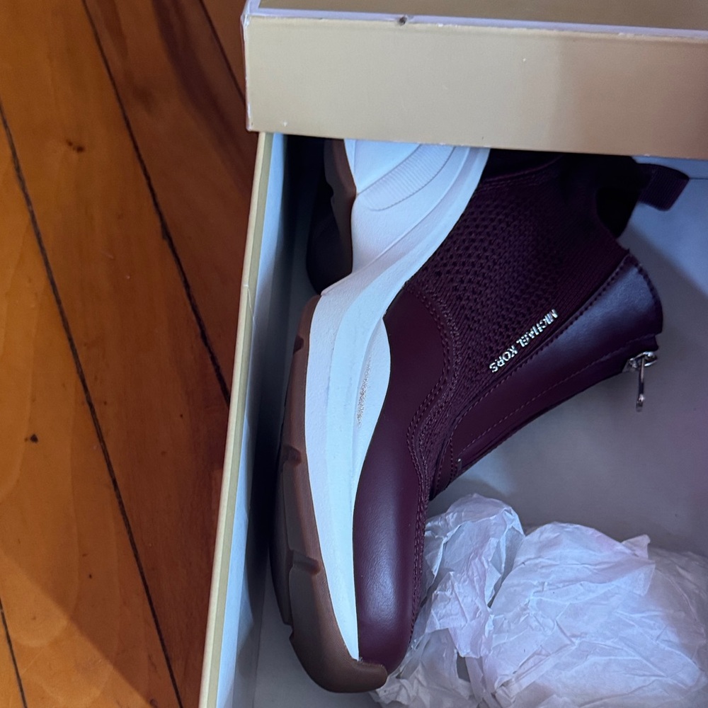 Michael Kors Women's Burgundy Zip-Front Slip-On Sneakers - Picture 5 of 7